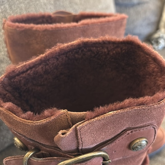 Coach Mid Winter Suede Sheepskin Pull On Brown Boots Size 10 - Picture 8 of 15